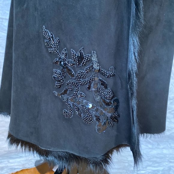 Prima Pelle Genuine Toscana Shearling Lamb Fur Coat with beadwork, Size M - Picture 5 of 7